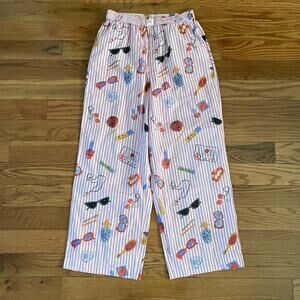 Anthropologie Lyrebird Wren Boxer Pants Womens Medium Phthalo Ruth Pink Cotton